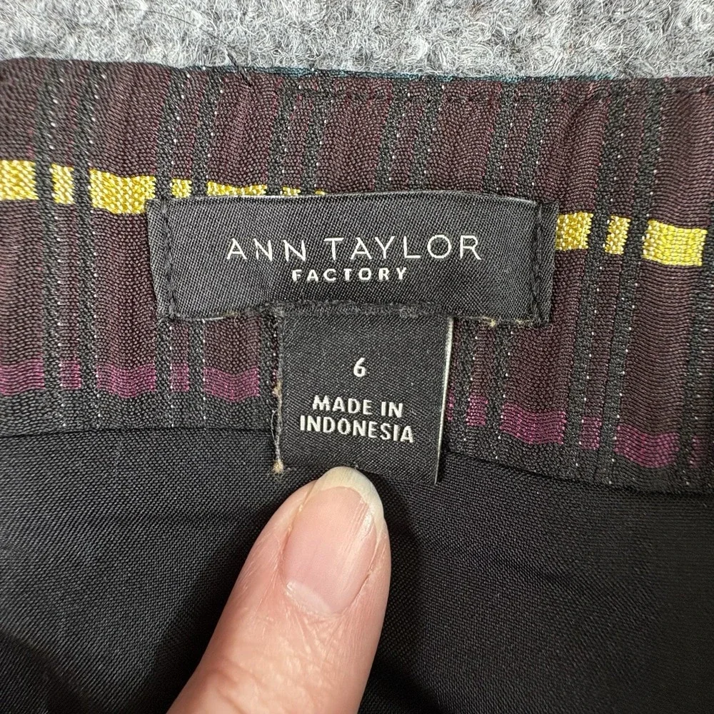 Ann Taylor Factory Skirt Women 6 Multicolor Pencil Stripe Preppy Office Academic